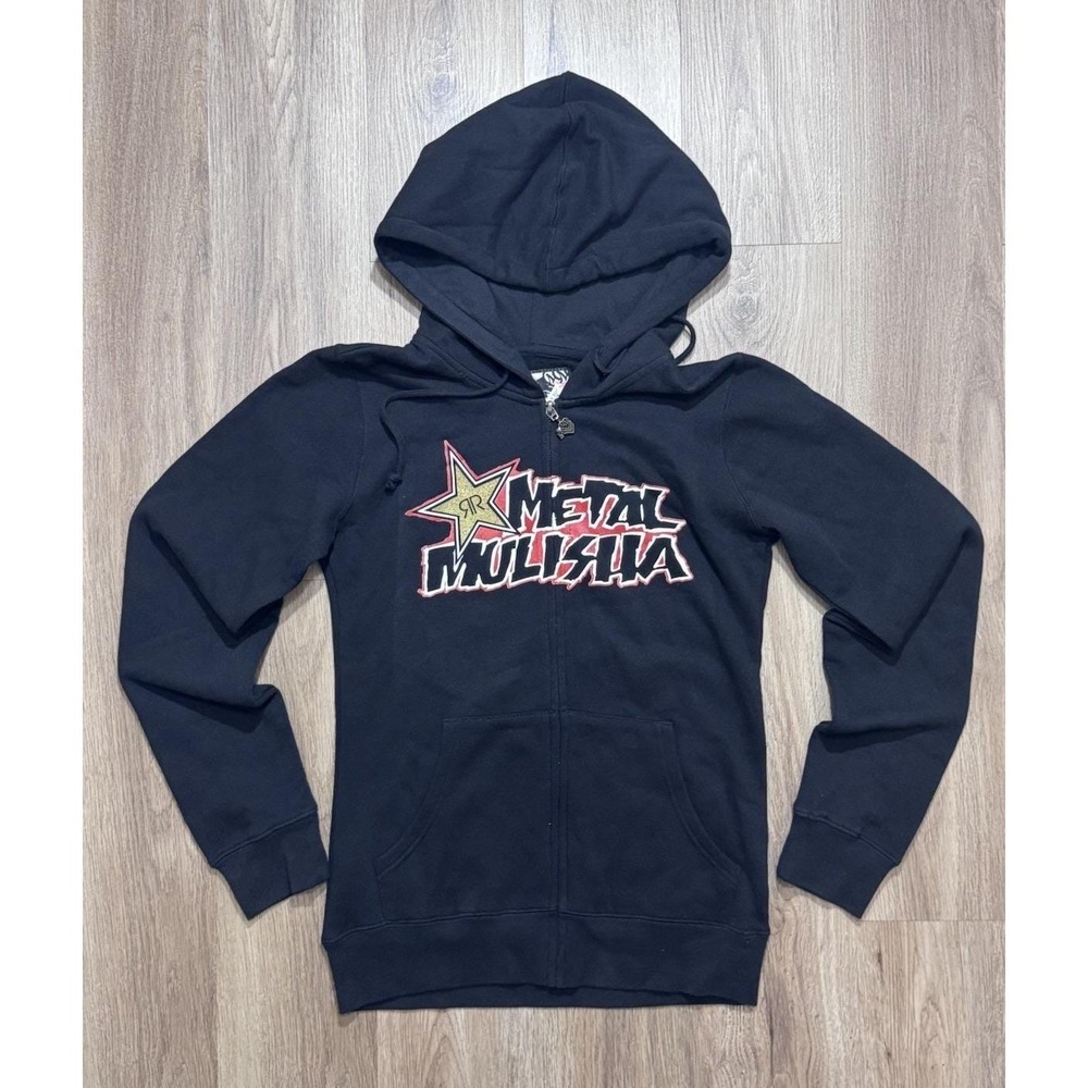 Y2K Metal Mulisha Rockstar Energy Drink Zip Up Women Hoodie Size M